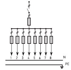 принципиальная схема первичных соединений в распределительные шкафы серии ШР11 (...12-...17)
