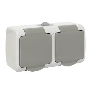 Мурманск Розетка 2-местная 16А с зазем. с кр. IP54 сер. с защ. штор. EKF