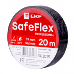 Изолента ПВХ черная 19мм 20м серии SafeFlex EKF Изолента ПВХ черная 19мм 20м серии SafeFlex EKF