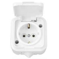 Розетка О/П Е/С 1-м IP44 с крышкой Пралеска РА16-297 (уп/50шт)