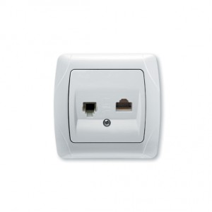 Розетка комп.+тел. RJ-45+RJ-11 С/П белая VIKO Carmen (уп/12/120шт)