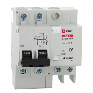 Дифференциальный автомат АД-2 63А/100мА (характеристика C, тип AC) 4,5кА EKF