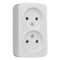 Розетка 2-местная ОП Минск 10А без заземления белая EKF (уп/10/200шт) Розетка 2-местная ОП Минск 10А без заземления белая EKF (уп/10/200шт)