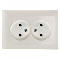 Милан Розетка 2-местная без заземления 10А белая EKF Simple Милан Розетка 2-местная без заземления 10А белая EKF Simple