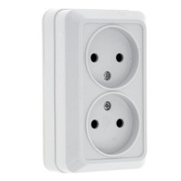 Рим Розетка 2-местная 10А без заземления белая EKF Рим Розетка 2-местная 10А без заземления белая EKF