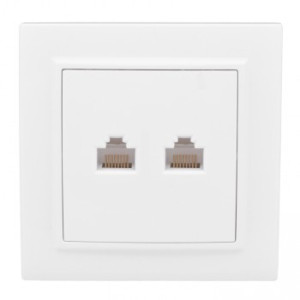 Розетка RJ-45+Phone СП Минск белая EKF (уп/10/100шт)