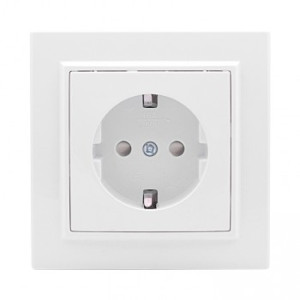 Розетка 1-местная СП с/з Минск 16А белая с защ. штор. EKF (уп/10/200шт)