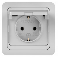 Розетка с крышкой 1м с/у 16А 250В белый Classic 2029 POWERMAN (уп/10/200шт)