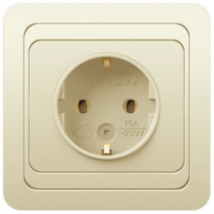 Розетка 1м с/з с/у 16А 250В крем Classic 2028 POWERMAN (уп/10/200шт)