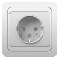 Розетка 1м с/з, с/у с з/щ 16А 250В белый Classic 2028Х POWERMAN (уп/10/200шт)