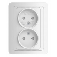 Розетка 2м с/у с з/щ 16А 250В белый Classic 2102Х POWERMAN (уп/10/200шт)
