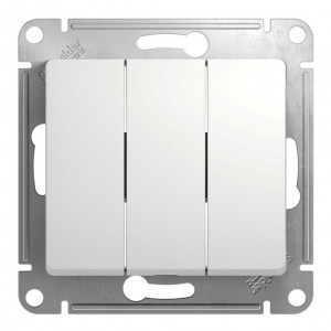 GLOSSA 3-клавишный ВЫКЛЮЧАТЕЛЬ, сх.1+1+1, 10АХ, механизм, БЕЛЫЙ
