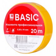 Изолента, класс А (профессиональная), 0.18х19мм, 20 метров, желтая EKF