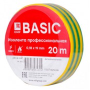 Изолента, класс А (профессиональная), 0.18х19мм, 20 метров, желто-зеленая EKF