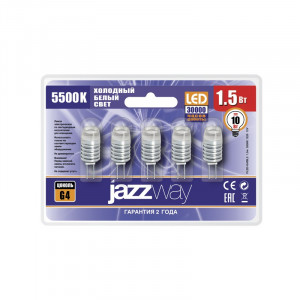 Лампа светодиодная PLED-ECO G4/BL5 12V 1.5W=10W 3000k 90 Lm Jazzway (уп/5шт)