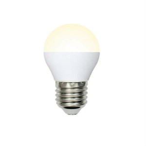 Лампа светодиодная Яркая шар LED-G45-7W/WW/E27/FR PLP01WH 3000К TM Uniel (Россия)