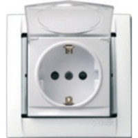 Розетка 1м с/з, с з/ш с крышкой (белая) Simon 34 34445-30