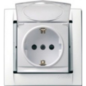 Розетка 1м с/з, с з/ш с крышкой (белая) Simon 34 34445-30