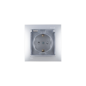 Розетка 1м с/з, с з/ш, с крышкой IP44 (алюминий) Simon 15 (уп/18шт) 1590450-033