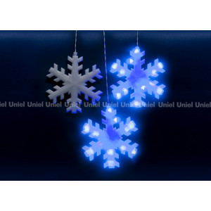 ULD-E2703-120/DTA BLUE IP20 SNOWFLAKES Занавес светодиодный фигурный с контроллером «Снежинки». 10 подвесов. 120 светодиодов. Размер 2,7х0,3м. Цвет свечения синий. IP20. Провод прозрачный. Упаковка картон.