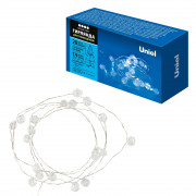 ULD-S1900-020/STB/2AA WHITE IP20 BEADS MINI Гирлянда светодиодная на батарейках 2AA (не в/к), «Бусины мини», 1,9м. 20 светодиодов. Белый свет. Провод прозрачный. TM Uniel